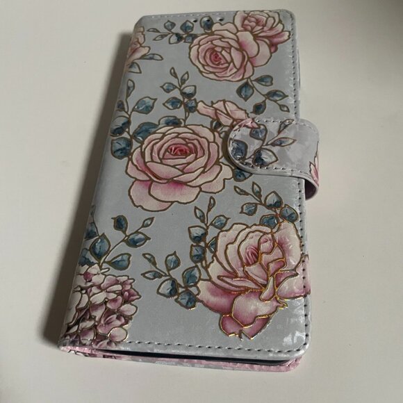 Floral Embossed Phone Wallet Case - Picture 1 of 12